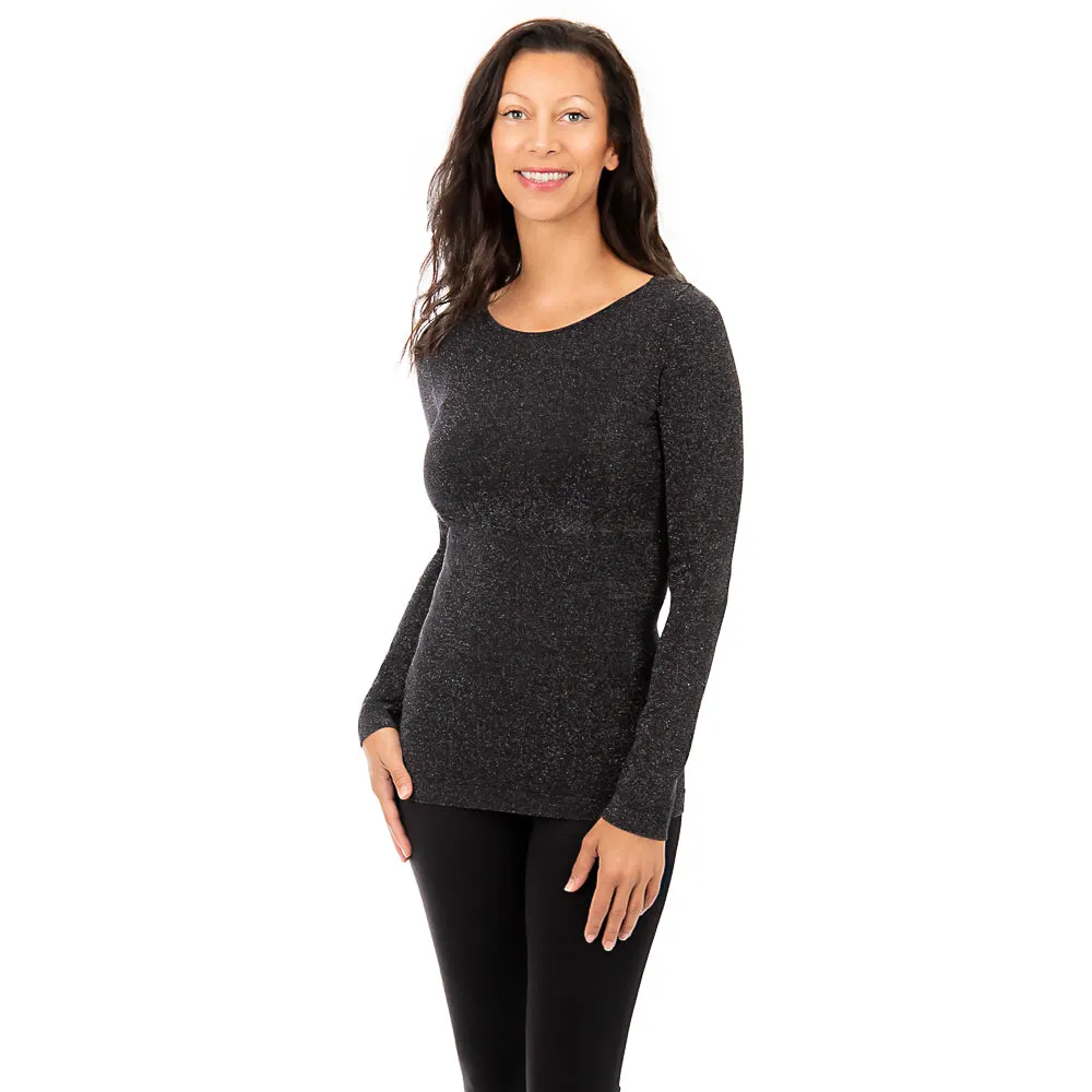 Long Sleeve Sparkle Crewneck Top sold by skinnytees
