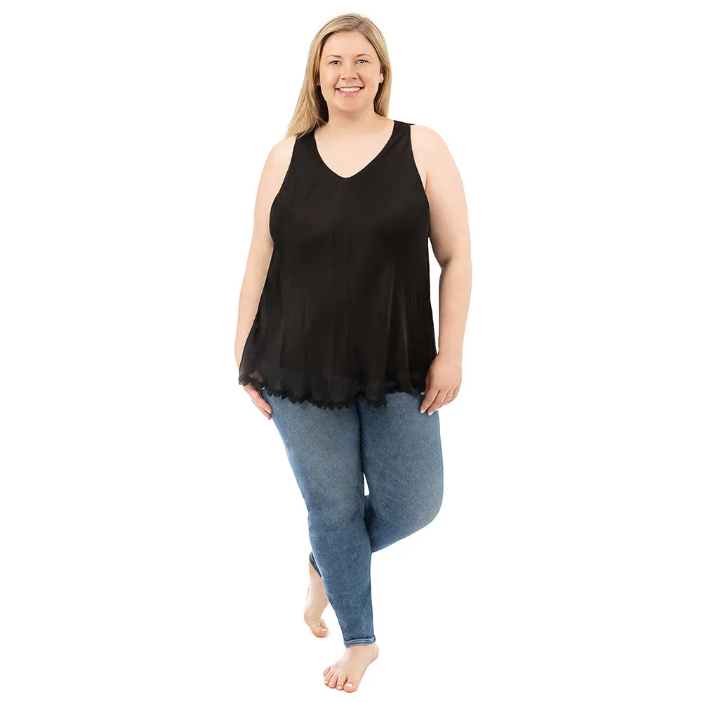 Plus Silk Tank Top with Lace Trim sold by skinnytees
