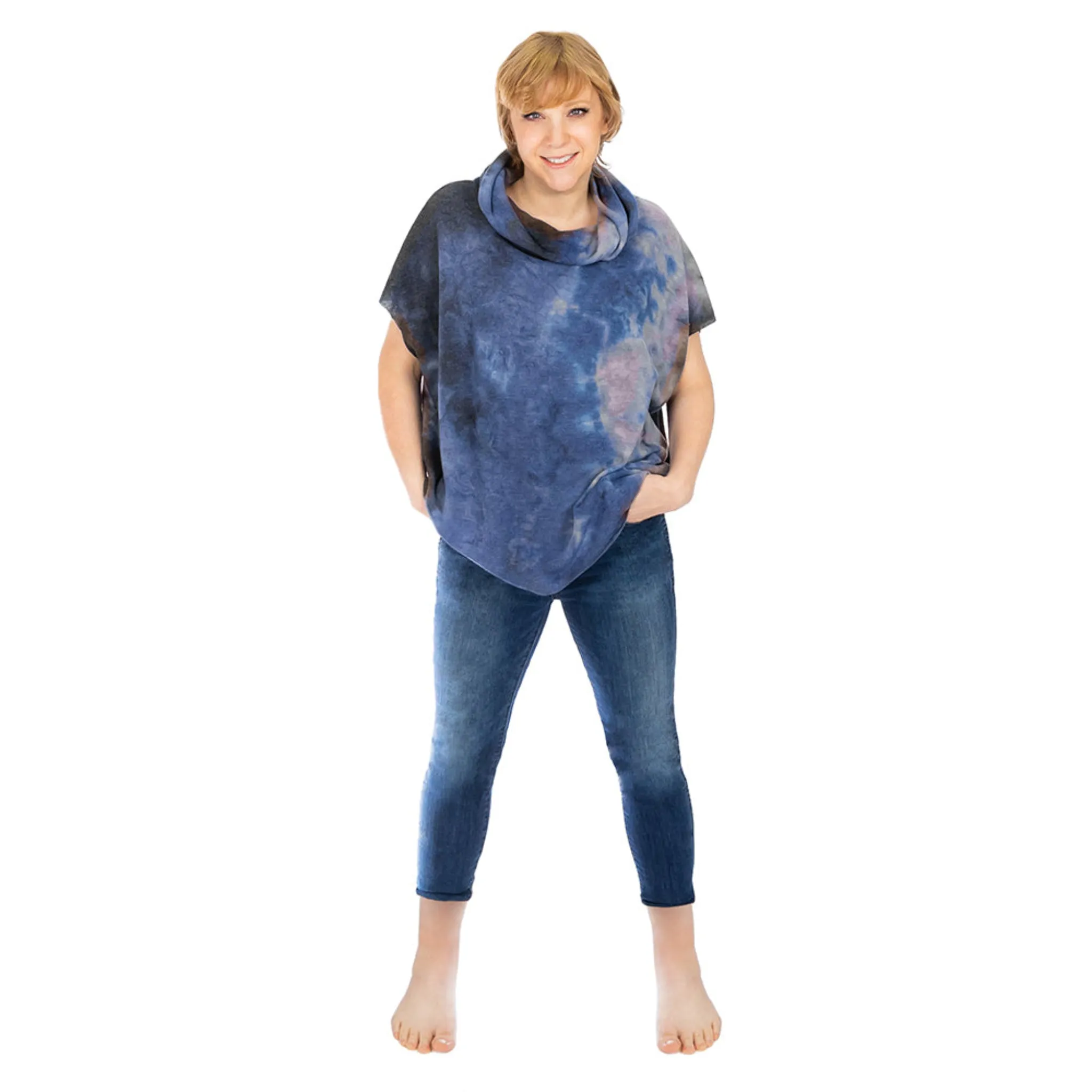 Cowl Neck Short Sleeve Tie Dye Pullover sold by skinnytees product image thumbnail 4