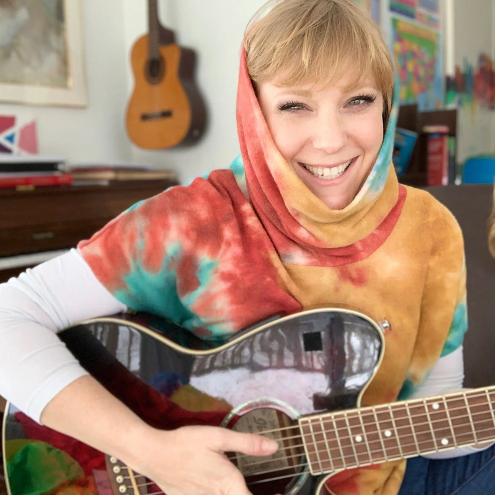 Cowl Neck Short Sleeve Tie Dye Pullover sold by skinnytees product image thumbnail 3