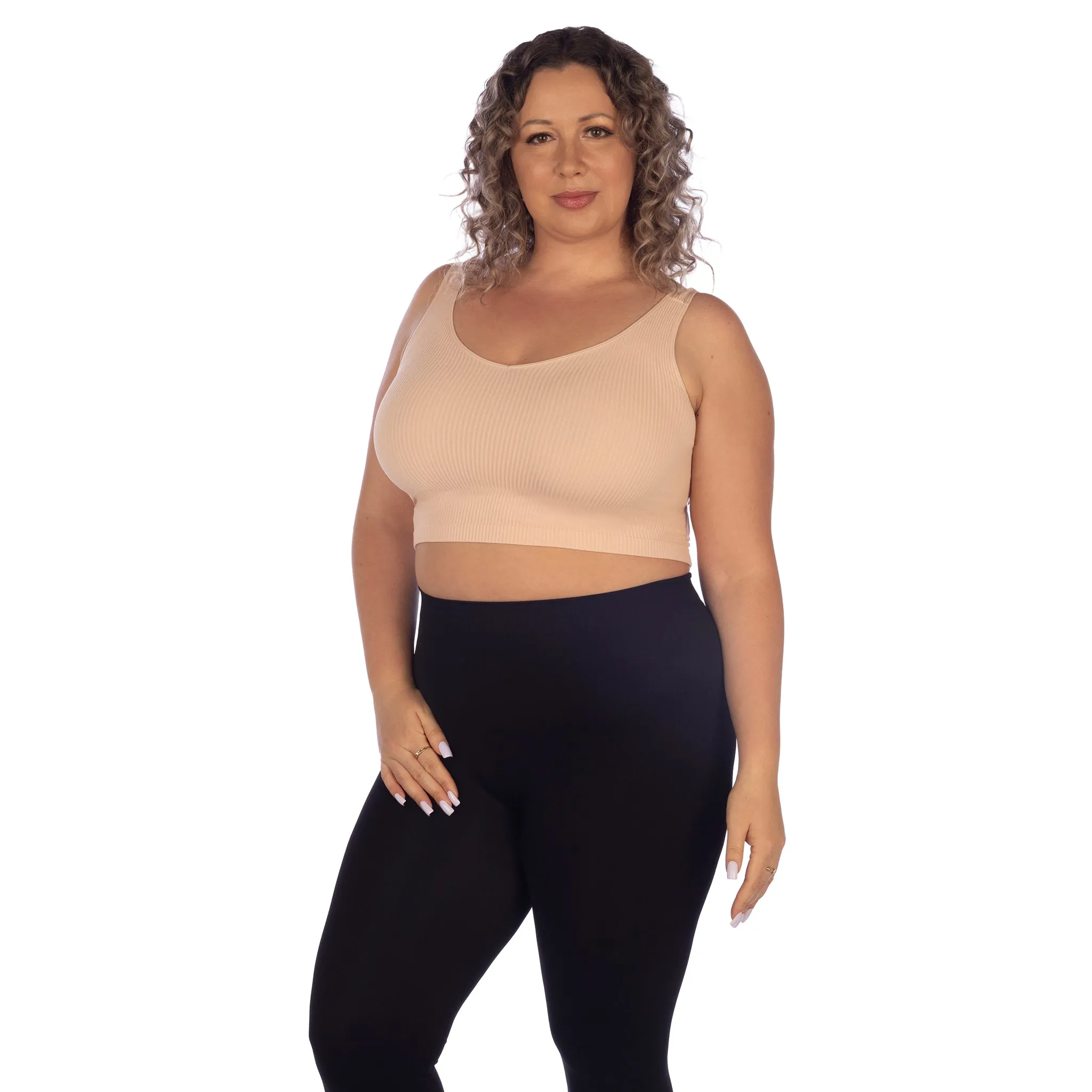 Plus Soft Ribbed V Neck Crop Top sold by skinnytees product image thumbnail 4