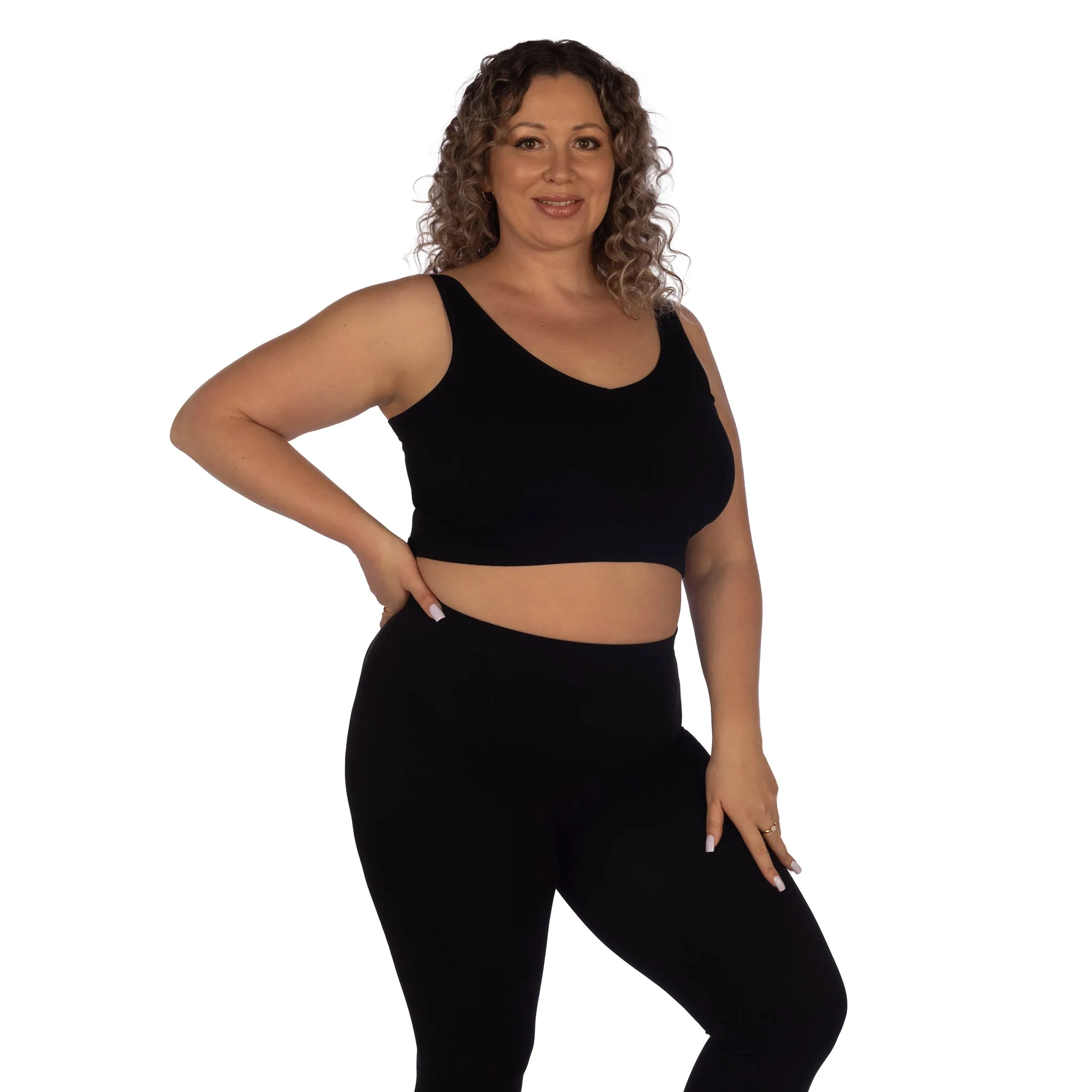 Plus Soft Ribbed V Neck Crop Top sold by skinnytees product image thumbnail 2