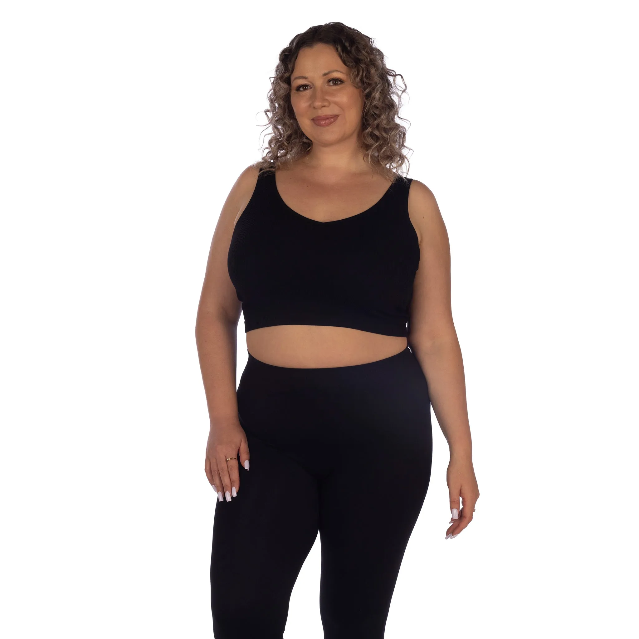 Plus Soft Ribbed V Neck Crop Top sold by skinnytees