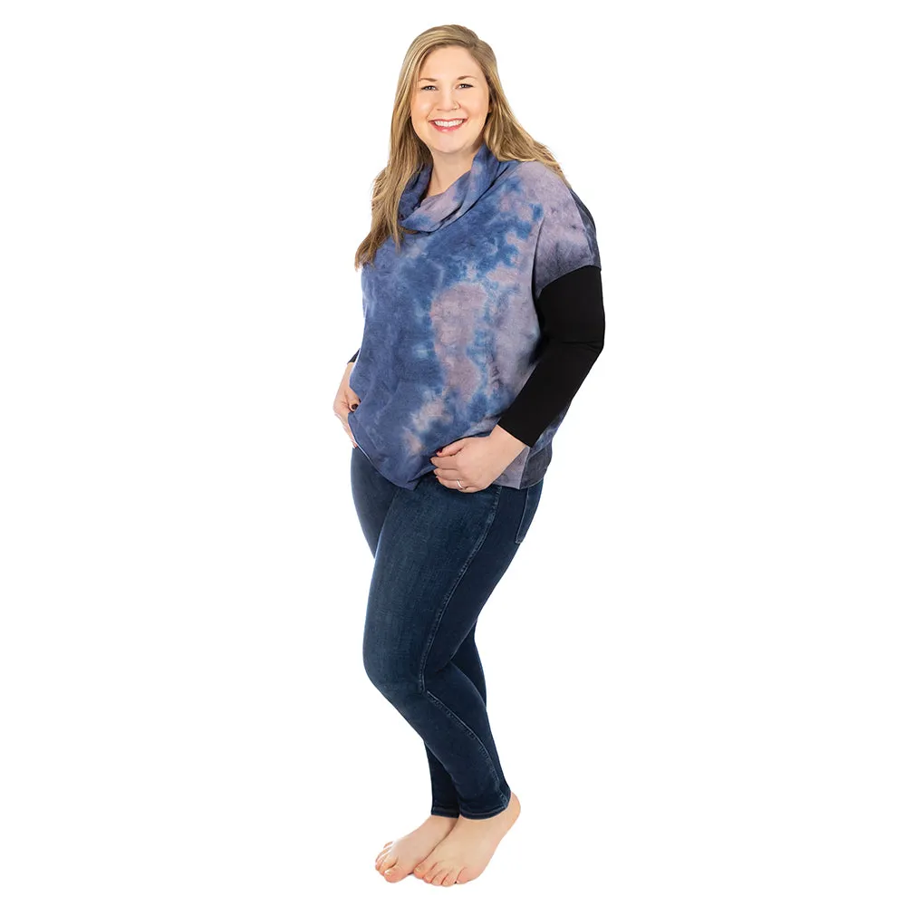 Plus Cowl Neck Short Sleeve Tie Dye Pullover sold by skinnytees product image thumbnail 3