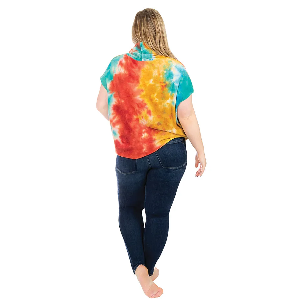 Plus Cowl Neck Short Sleeve Tie Dye Pullover sold by skinnytees product image thumbnail 2