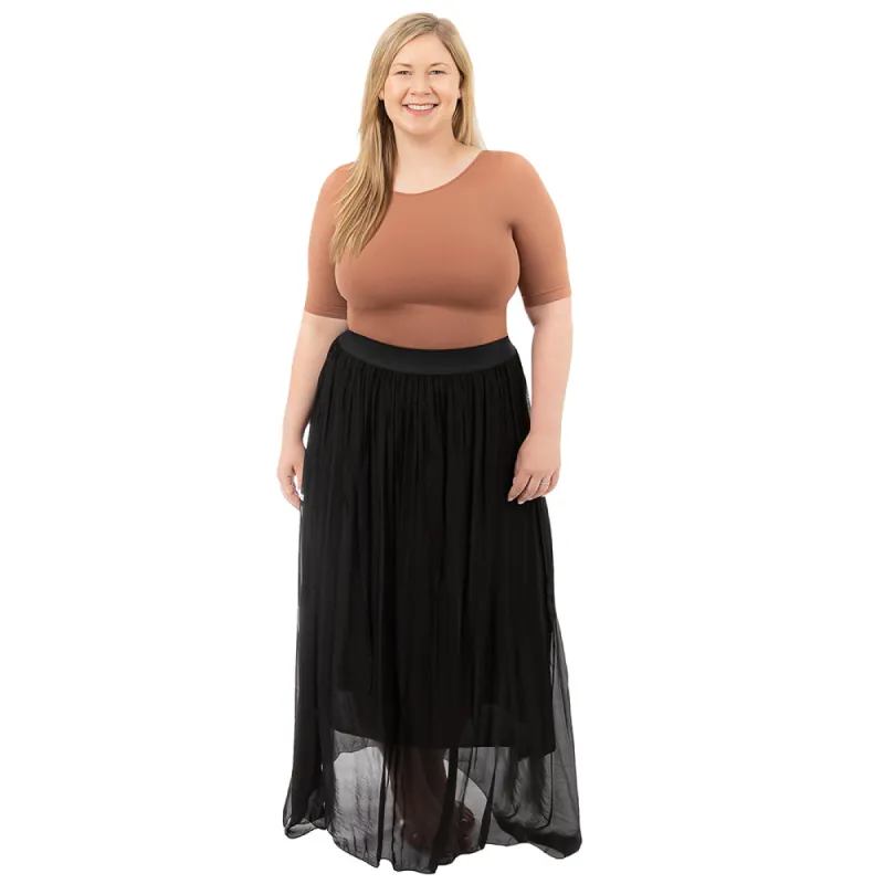 Plus Silk Maxi Skirt sold by skinnytees