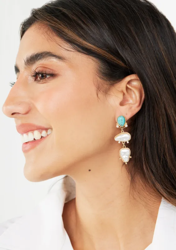 Stone & Pearl Oval Shape Drop Earring sold by Abbey Glass