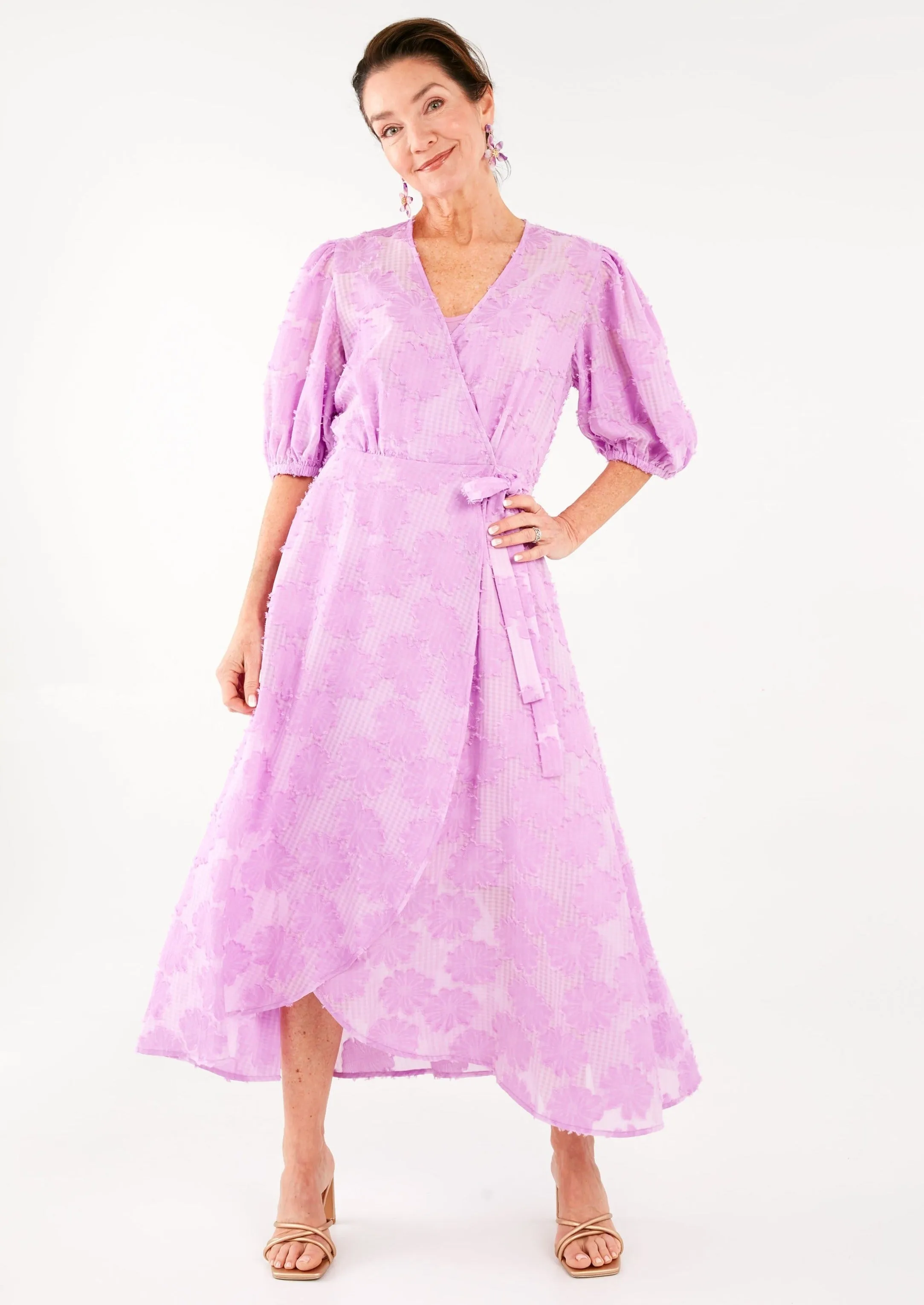 Diane Dress Lavender Sunflower Chiffon sold by Abbey Glass