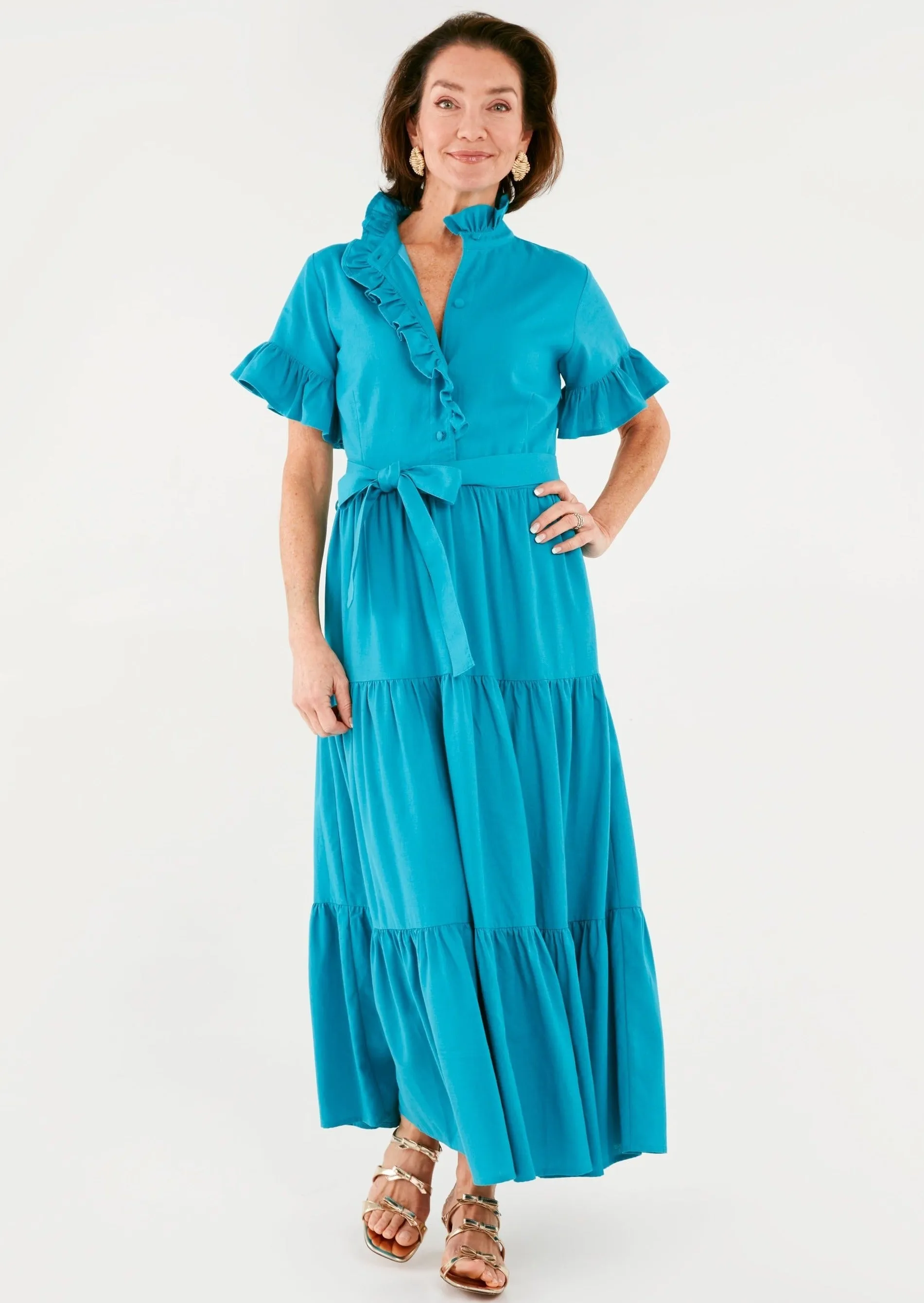 Sadie Maxi Dress Coastal Blue Linen sold by Abbey Glass product image thumbnail 3