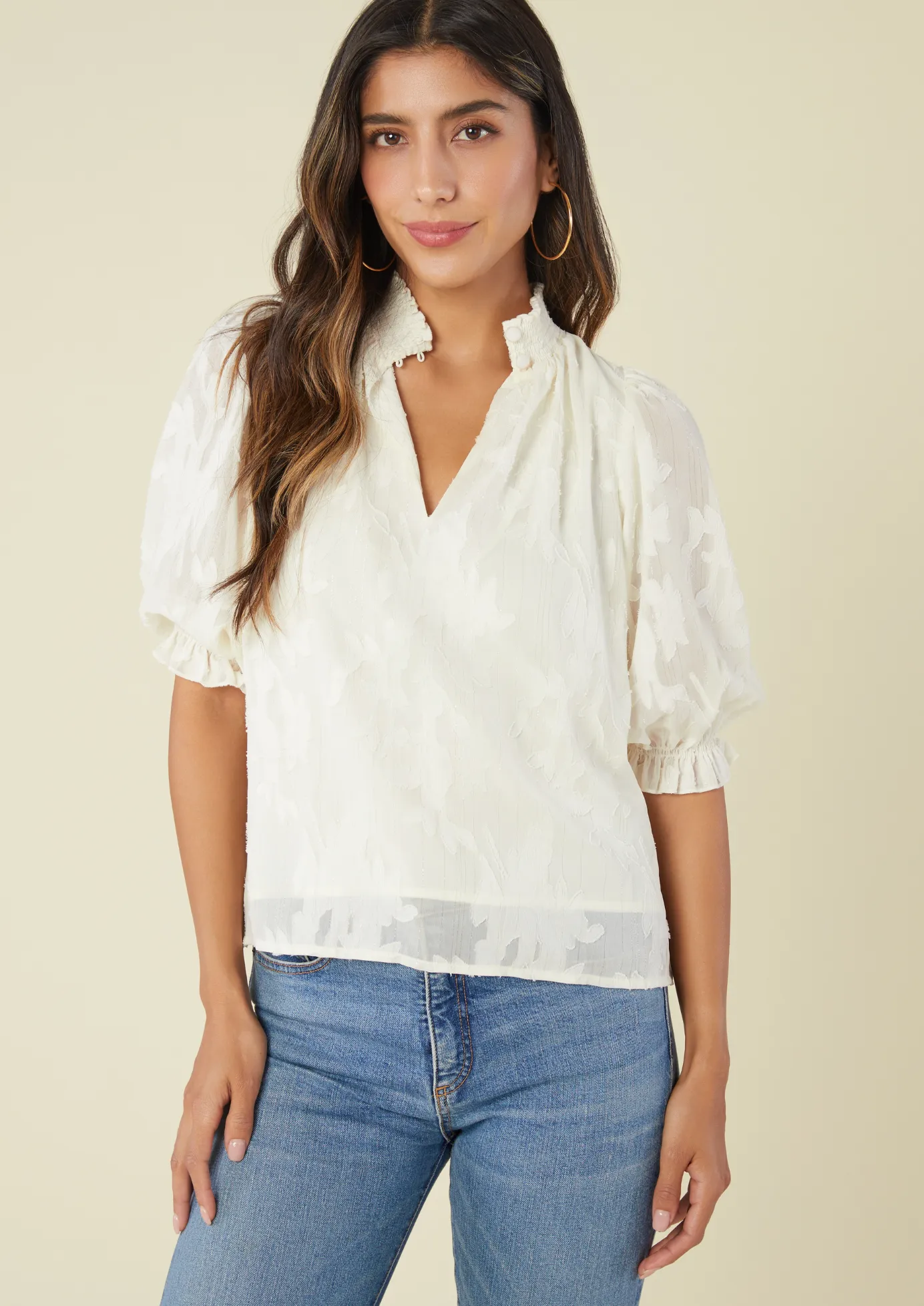 Bennett Top Creme Chiffon sold by Abbey Glass