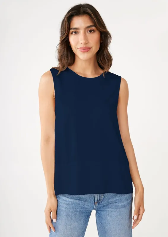 Zoe Navy Satin Top sold by Abbey Glass