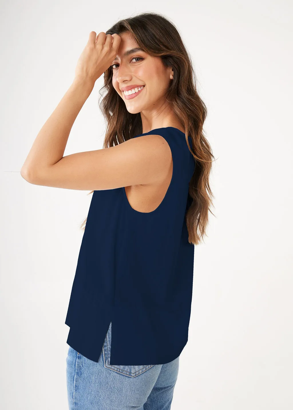 Zoe Navy Satin Top sold by Abbey Glass product image thumbnail 2