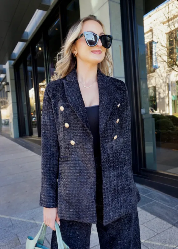 Calvin Blazer Black Boucle Tweed sold by Abbey Glass