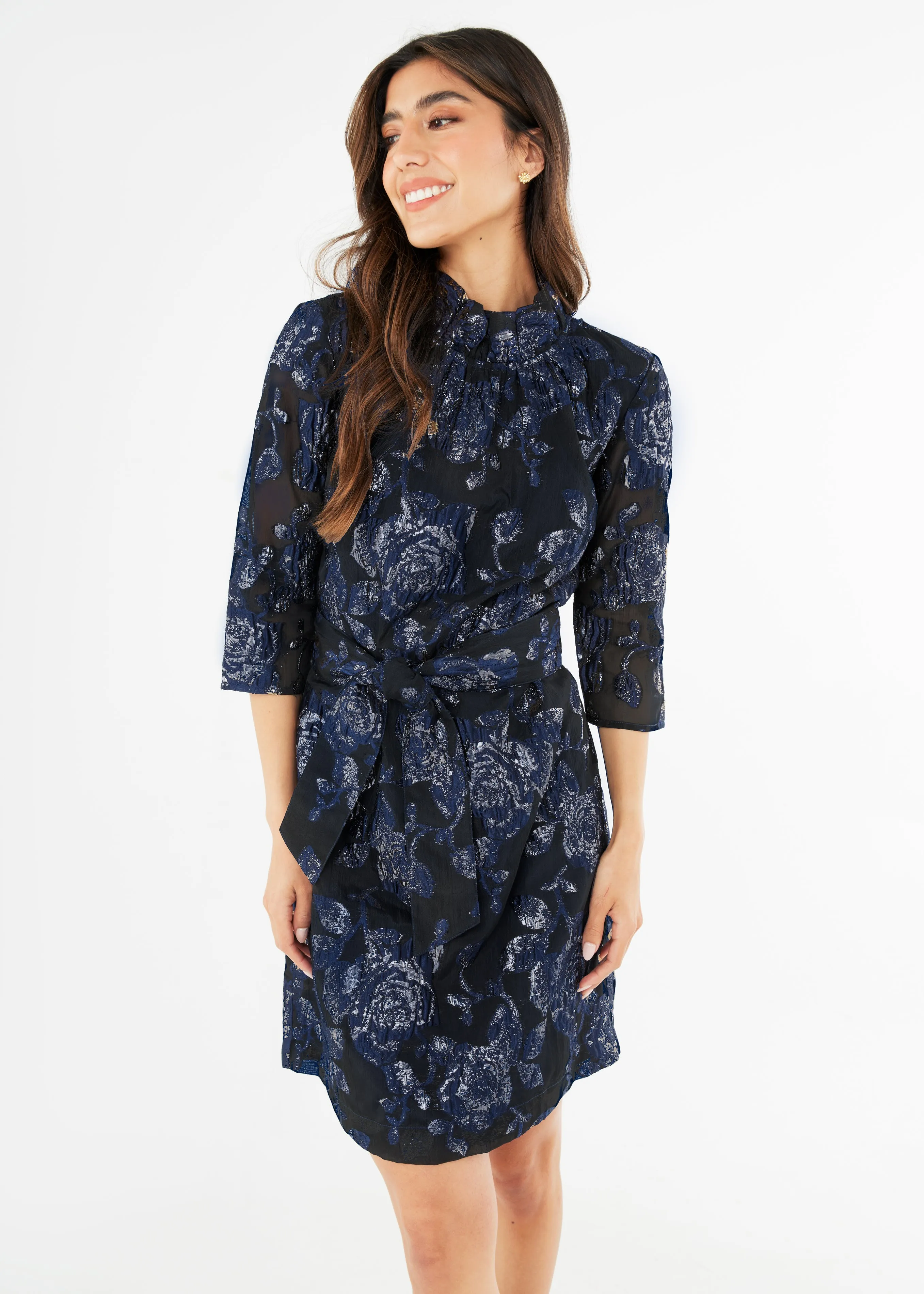 Claudine Dress Navy Metallic Rose Organza sold by Abbey Glass product image thumbnail 3