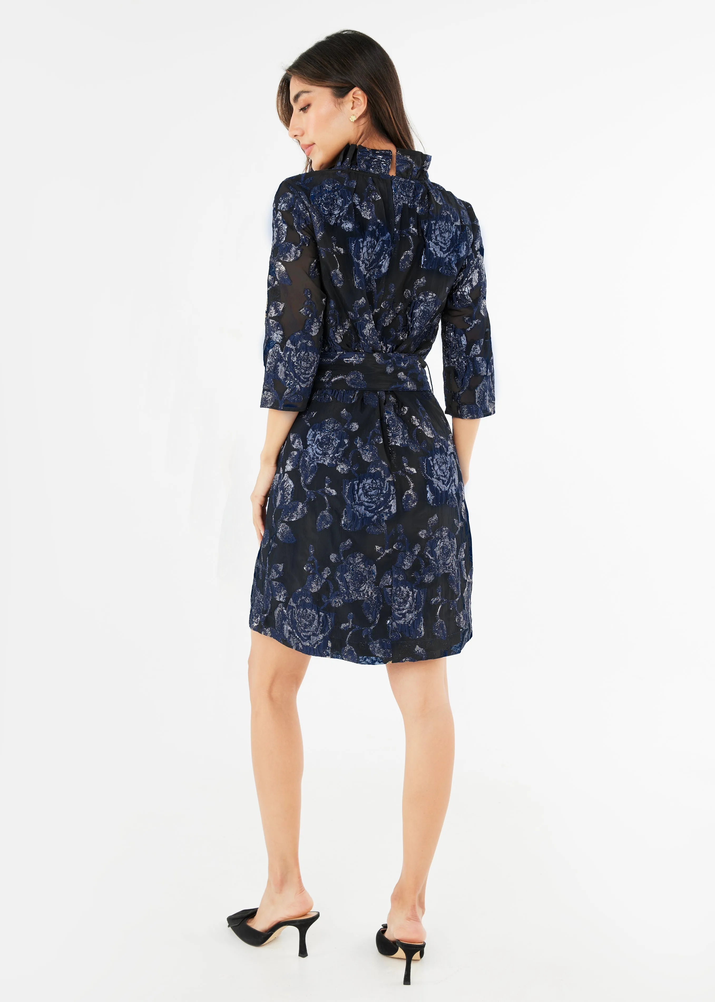 Claudine Dress Navy Metallic Rose Organza sold by Abbey Glass product image thumbnail 4