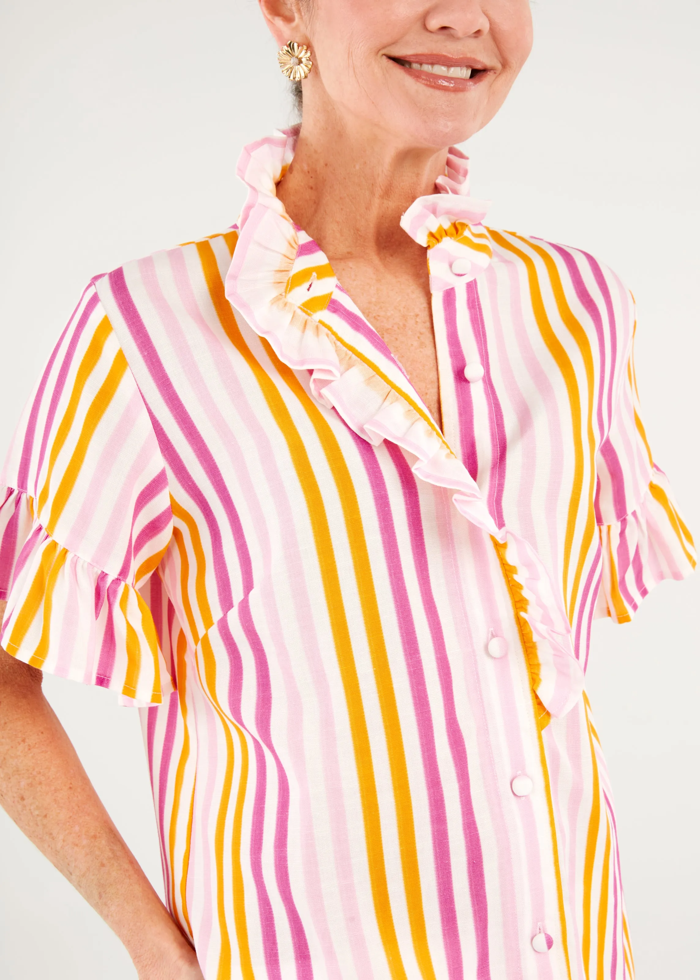 Sadie Top Pink Striped Linen sold by Abbey Glass product image thumbnail 2