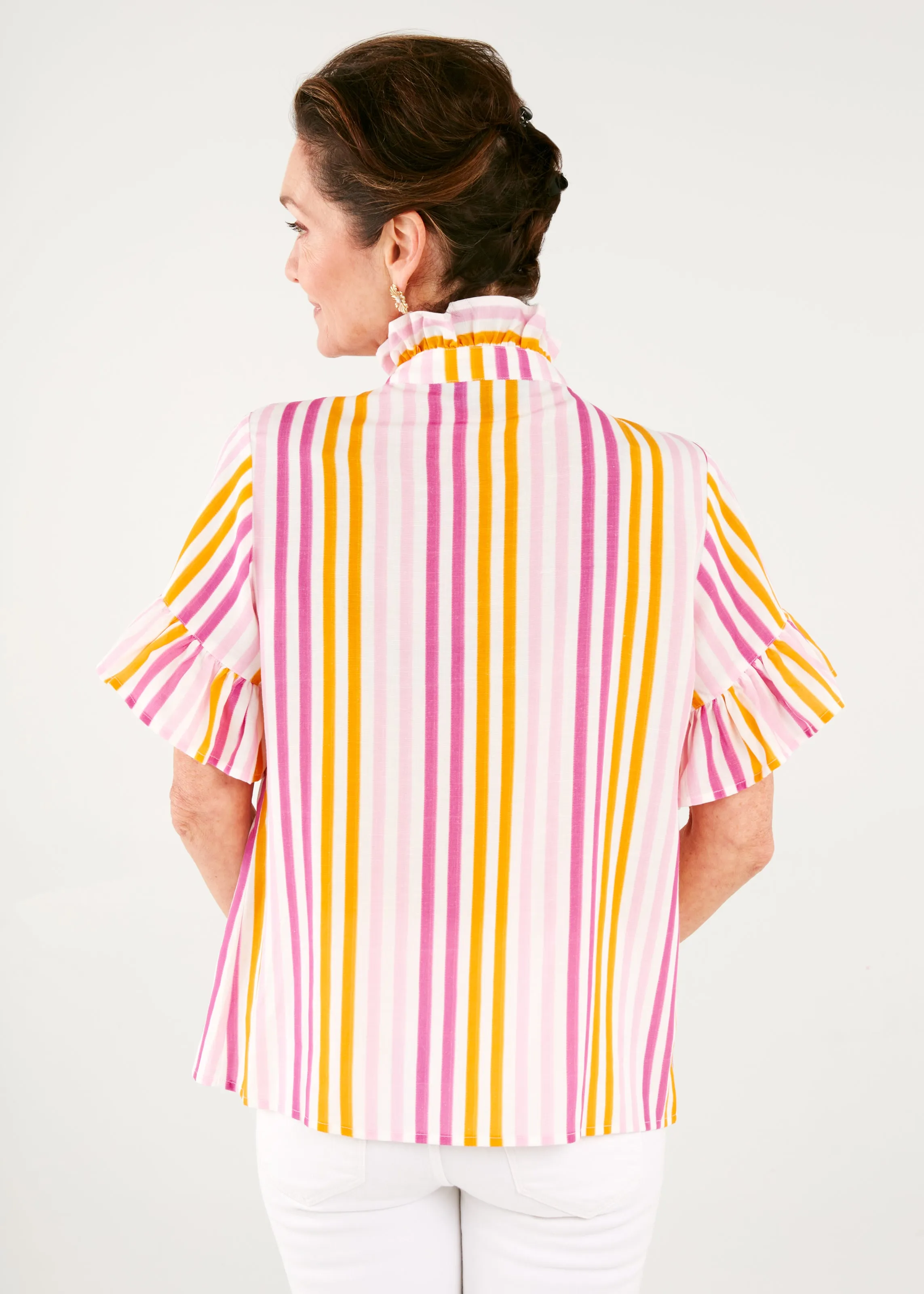 Sadie Top Pink Striped Linen sold by Abbey Glass product image thumbnail 3