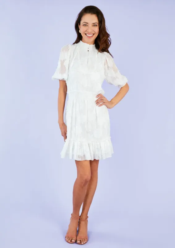 Bennett Dress White Sunflower Burnout Chiffon sold by Abbey Glass