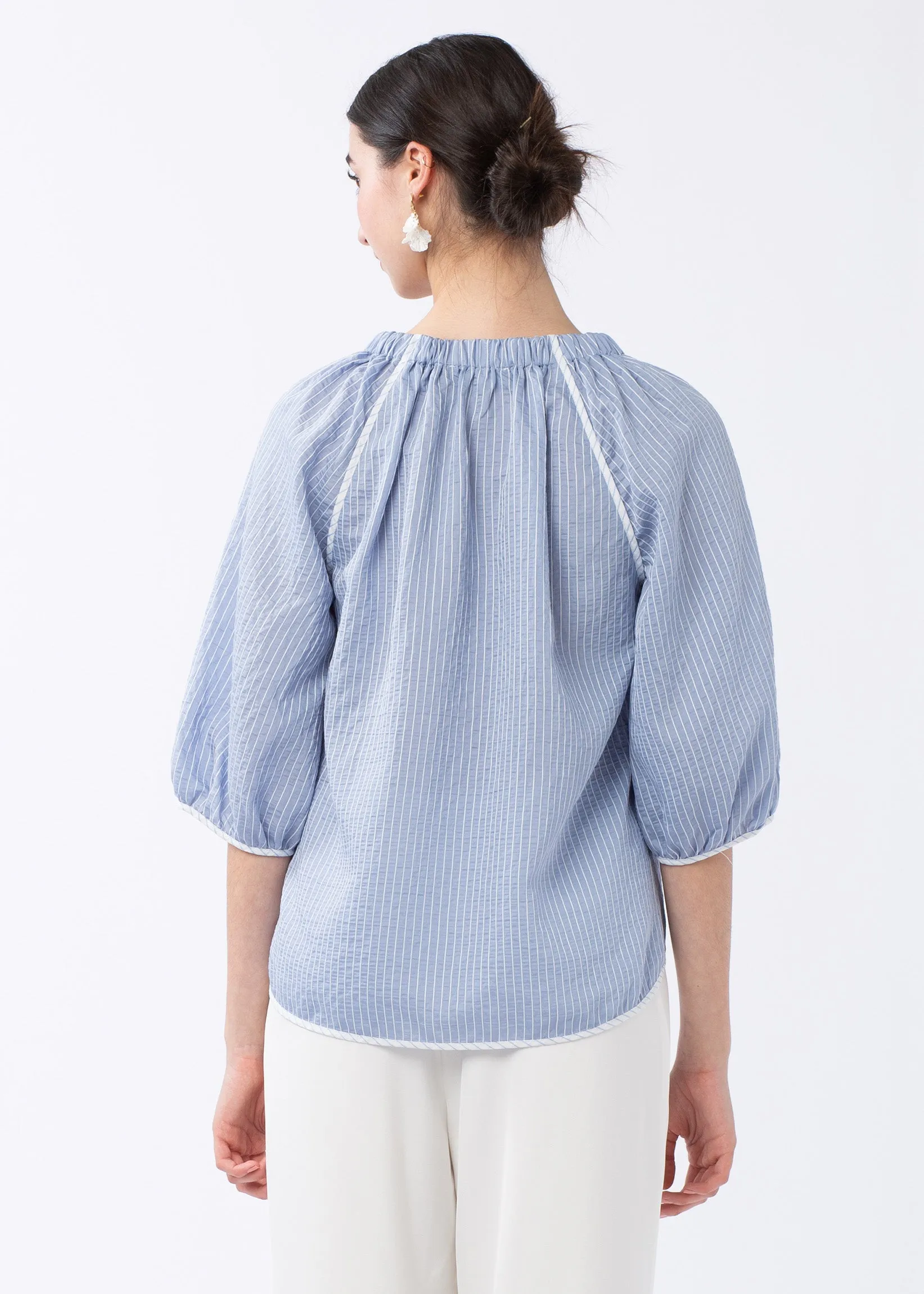 Anna Top Oxford Blue Seersucker sold by Abbey Glass product image thumbnail 2