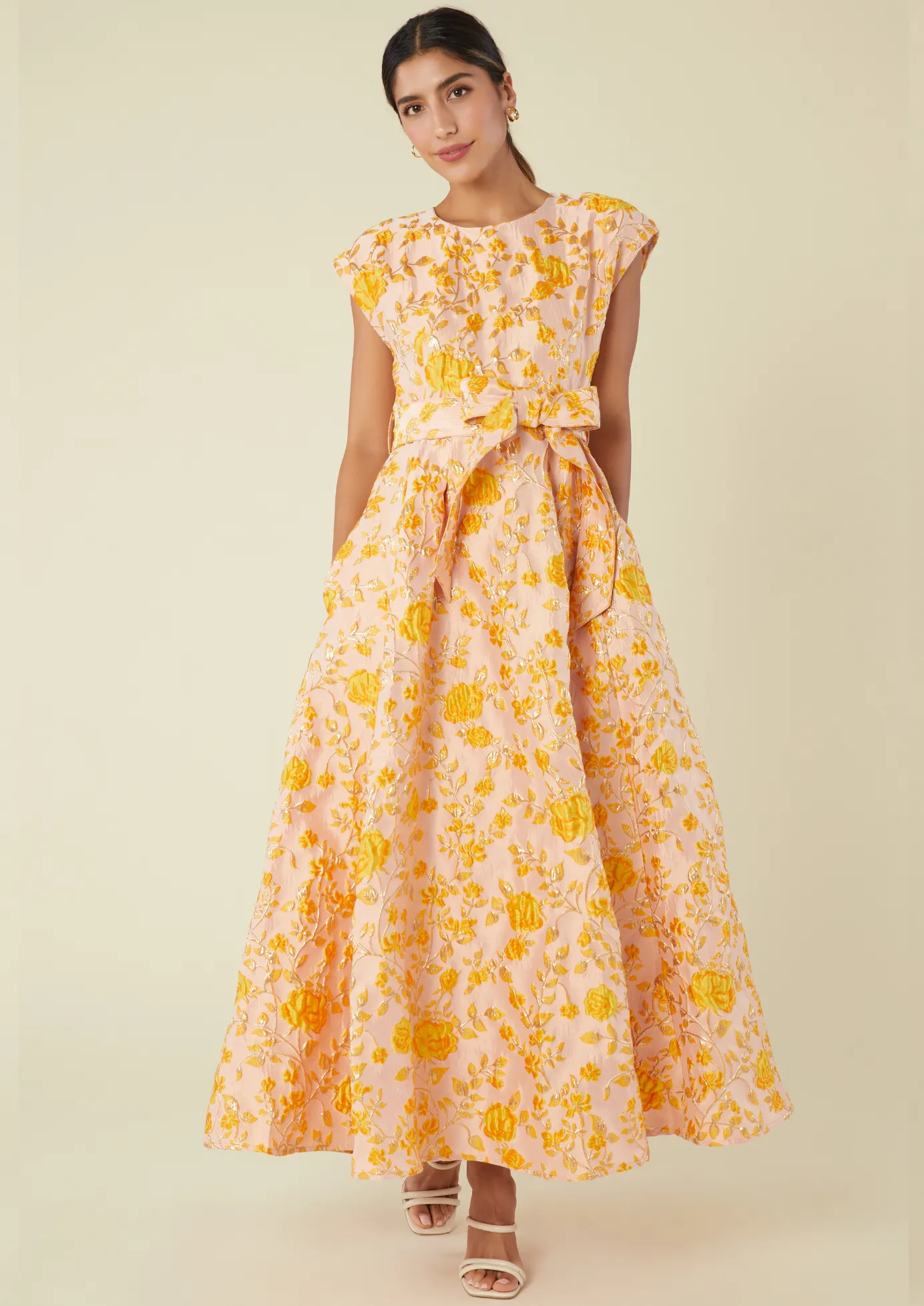 Olivia Gown Harvest Jacquard sold by Abbey Glass