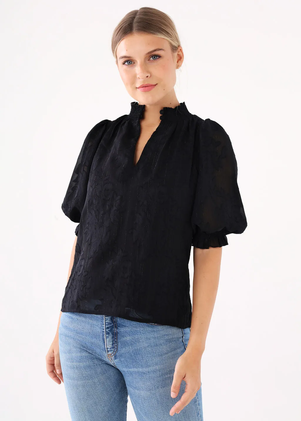 Bennett Top Black Burnout Chiffon sold by Abbey Glass product image thumbnail 3