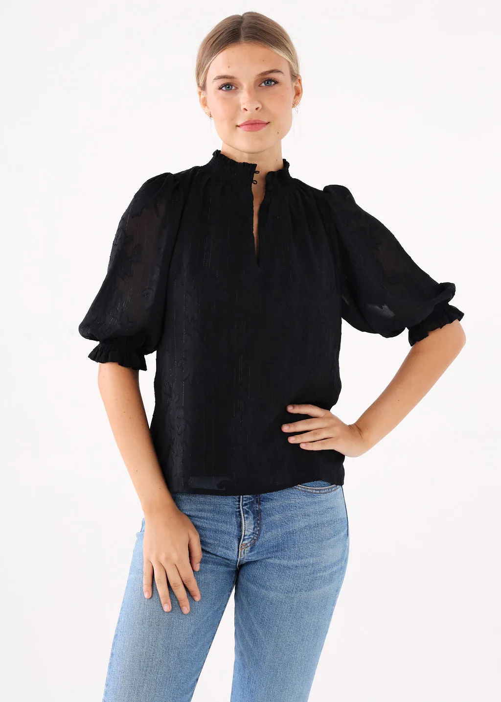 Bennett Top Black Burnout Chiffon sold by Abbey Glass