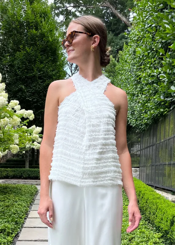 Alys Cross-Front Halter Top White sold by Abbey Glass