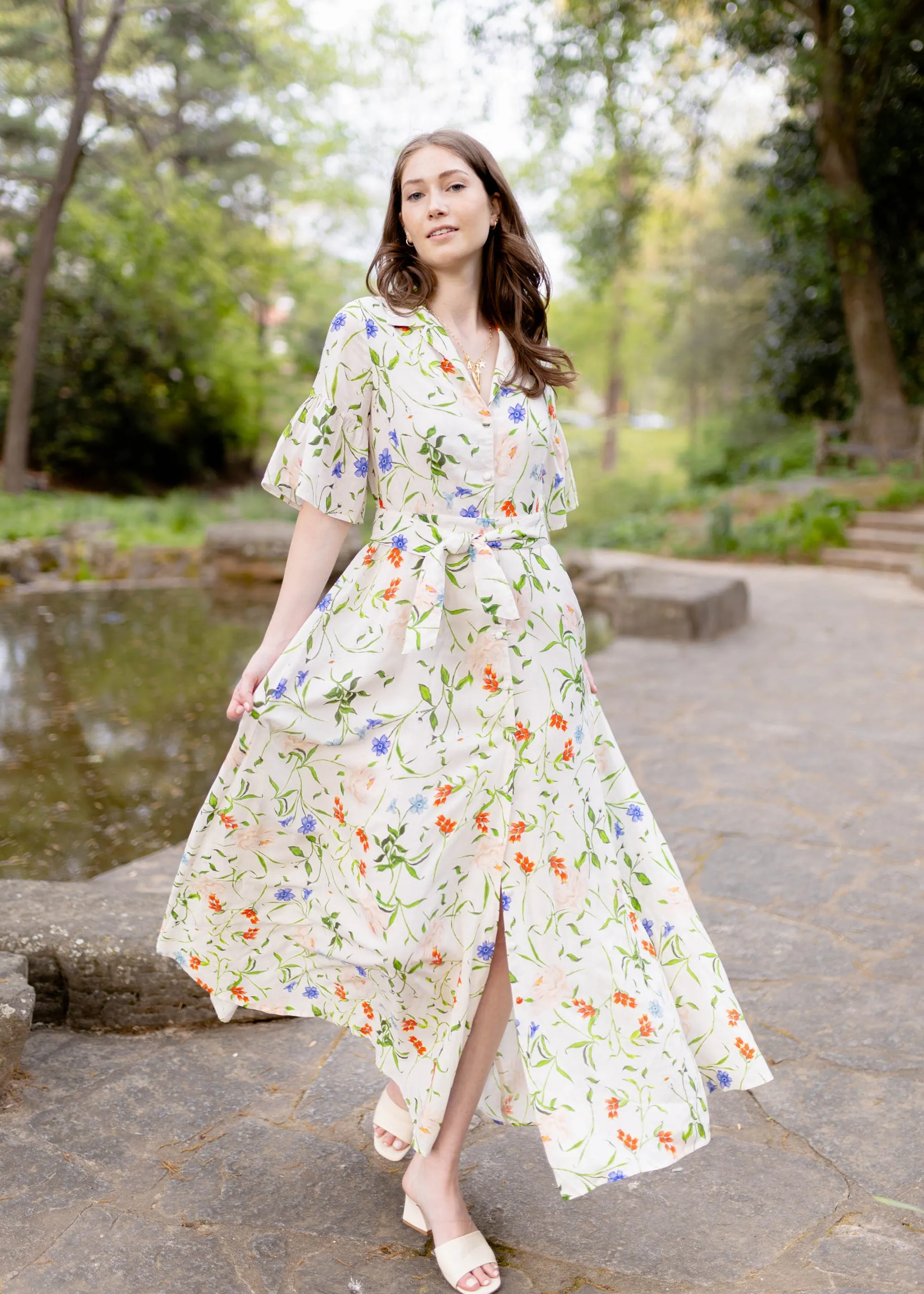 Charlotte Gown Tossed Floral White sold by Abbey Glass