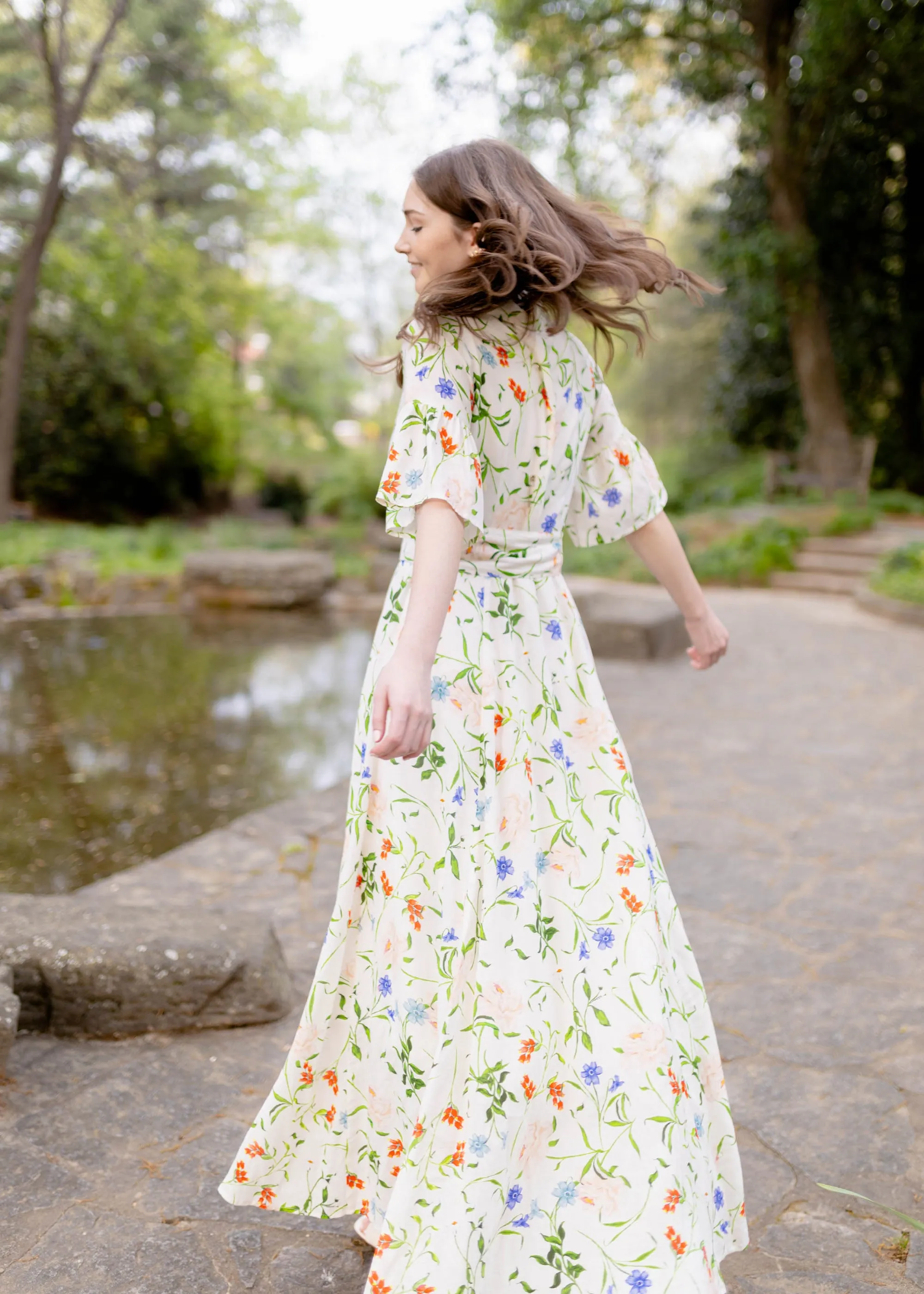 Charlotte Gown Tossed Floral White sold by Abbey Glass product image thumbnail 5