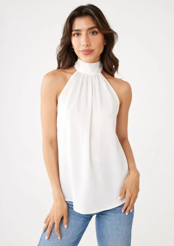 Rory White Satin Halter Top sold by Abbey Glass