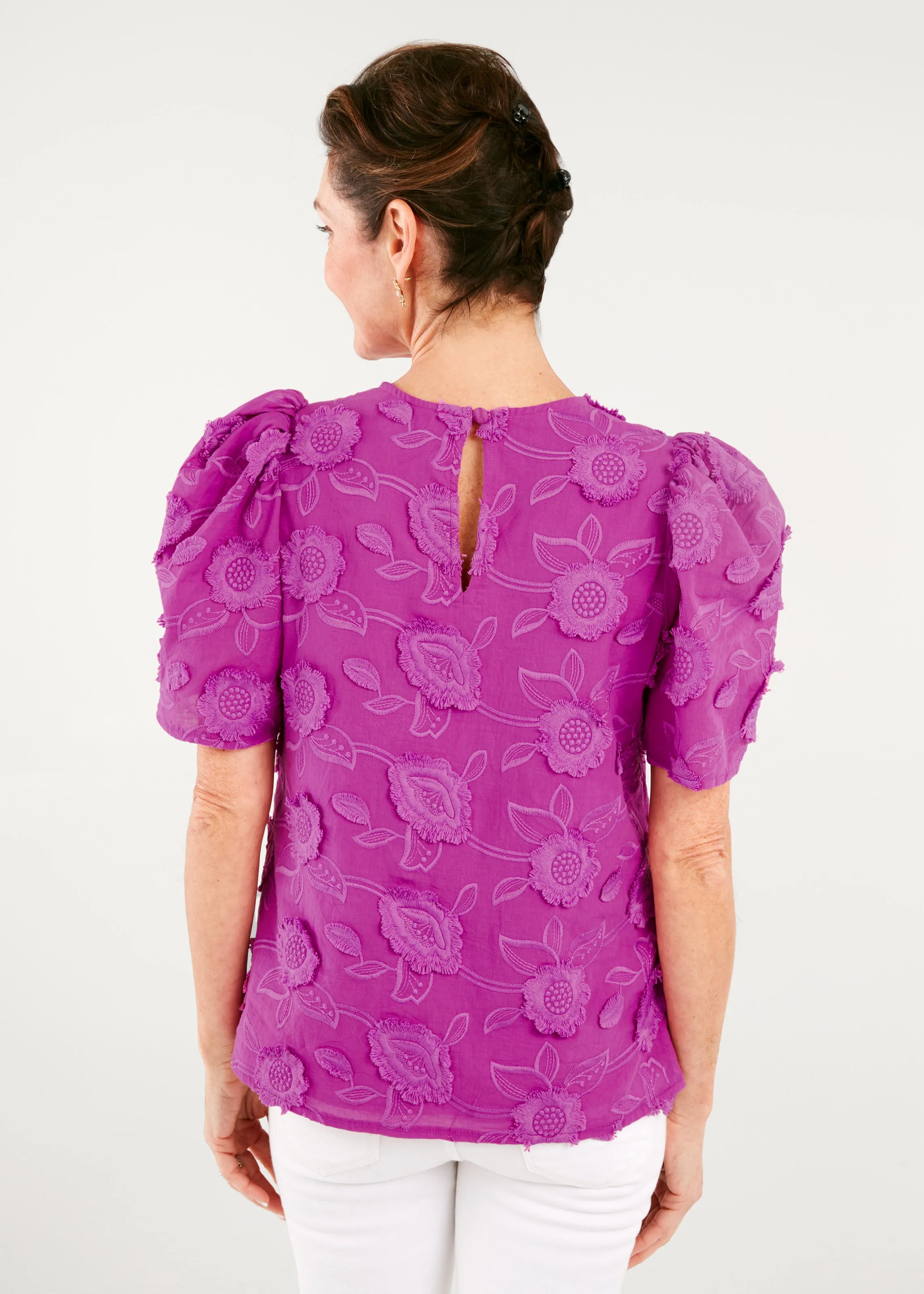 Marty Top Camellia 3-D Floral Cotton sold by Abbey Glass product image thumbnail 3