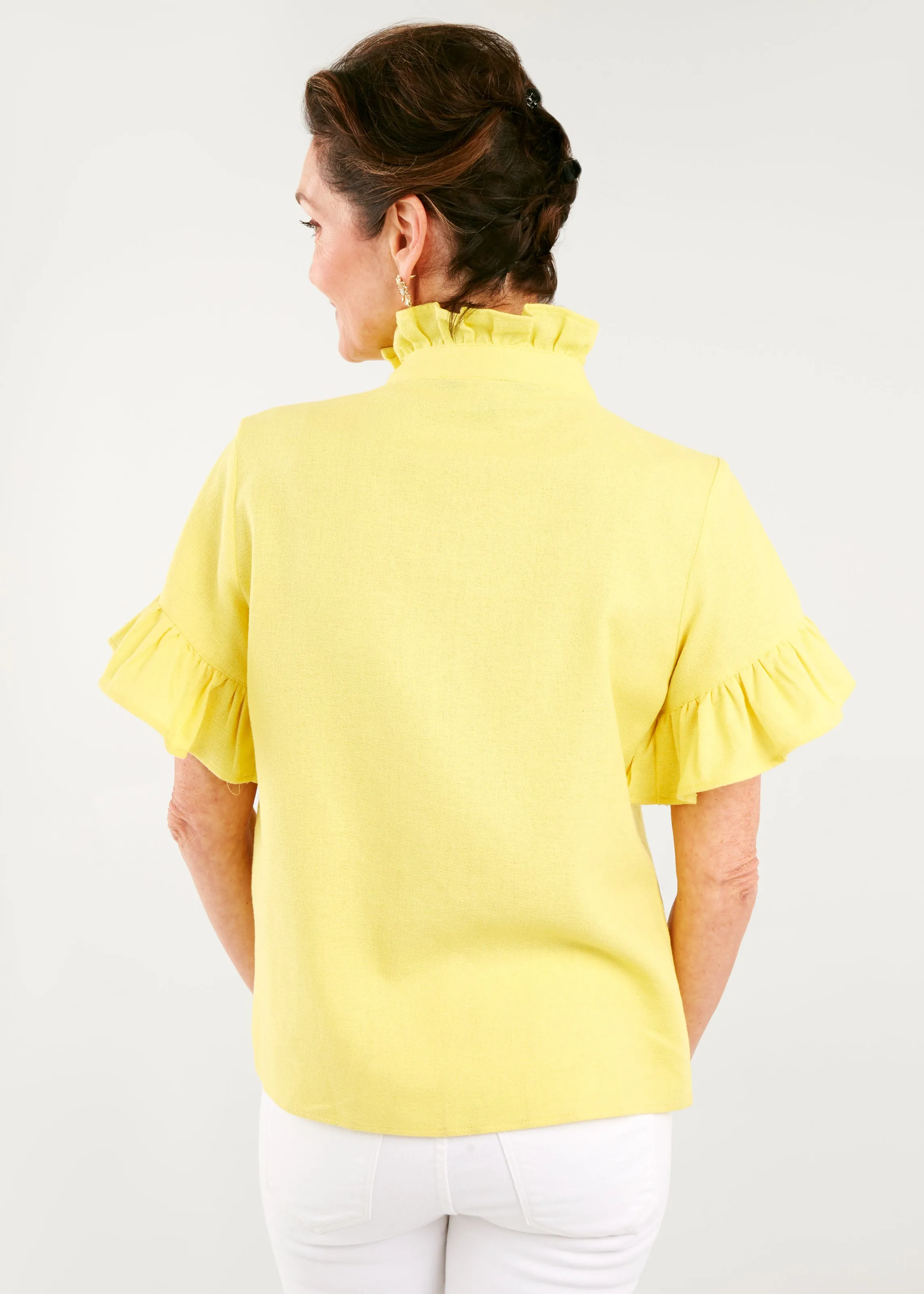 Sadie Top Yellow Linen sold by Abbey Glass product image thumbnail 3