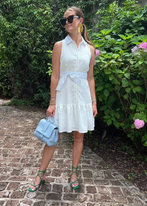 Lara Mini Dress White Stripe sold by Abbey Glass