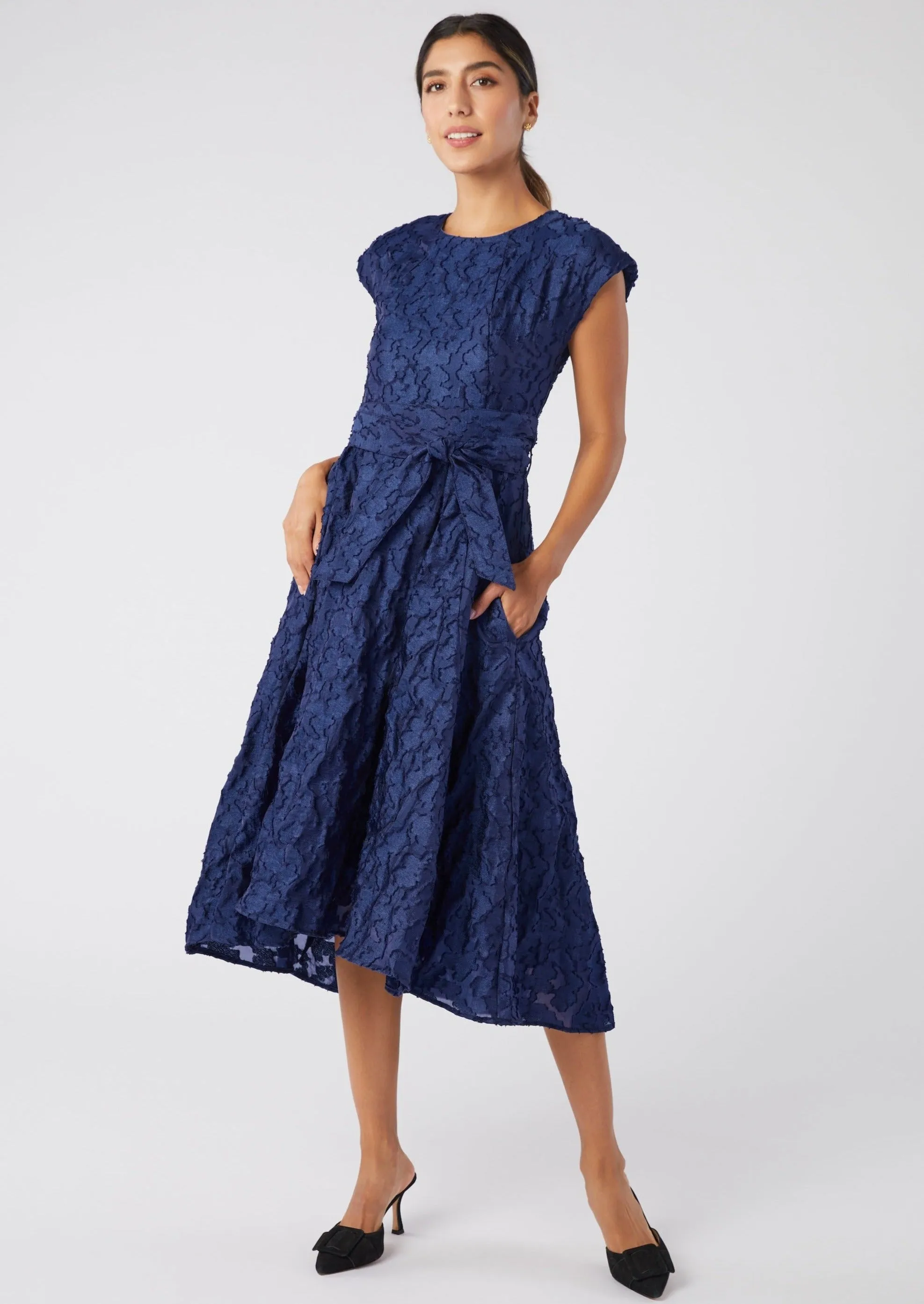 Olivia Dress Navy Organza sold by Abbey Glass