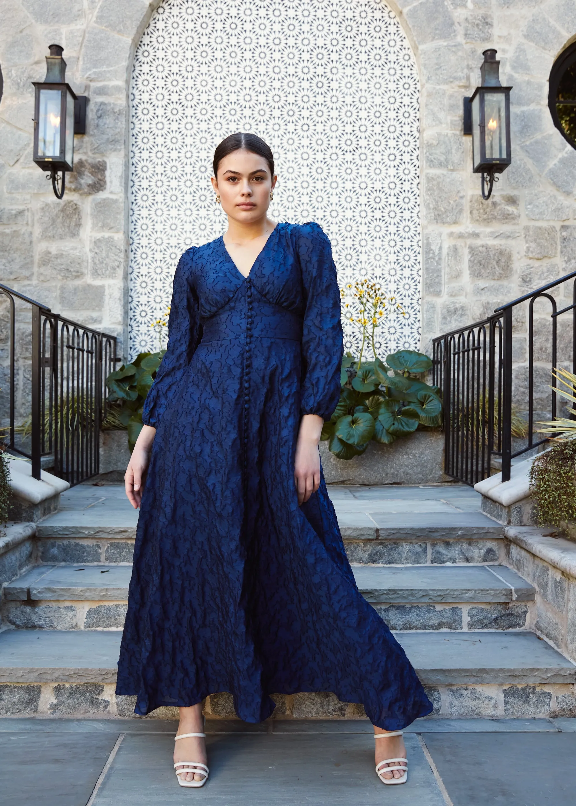 Brooke Gown Navy Cloud Organza sold by Abbey Glass