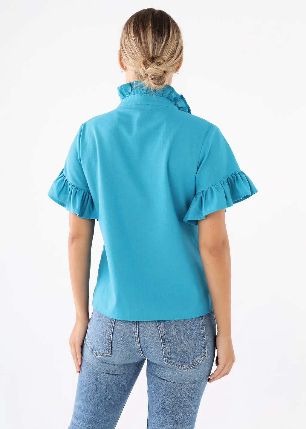 Sadie Top Coastal Blue Linen sold by Abbey Glass product image thumbnail 4