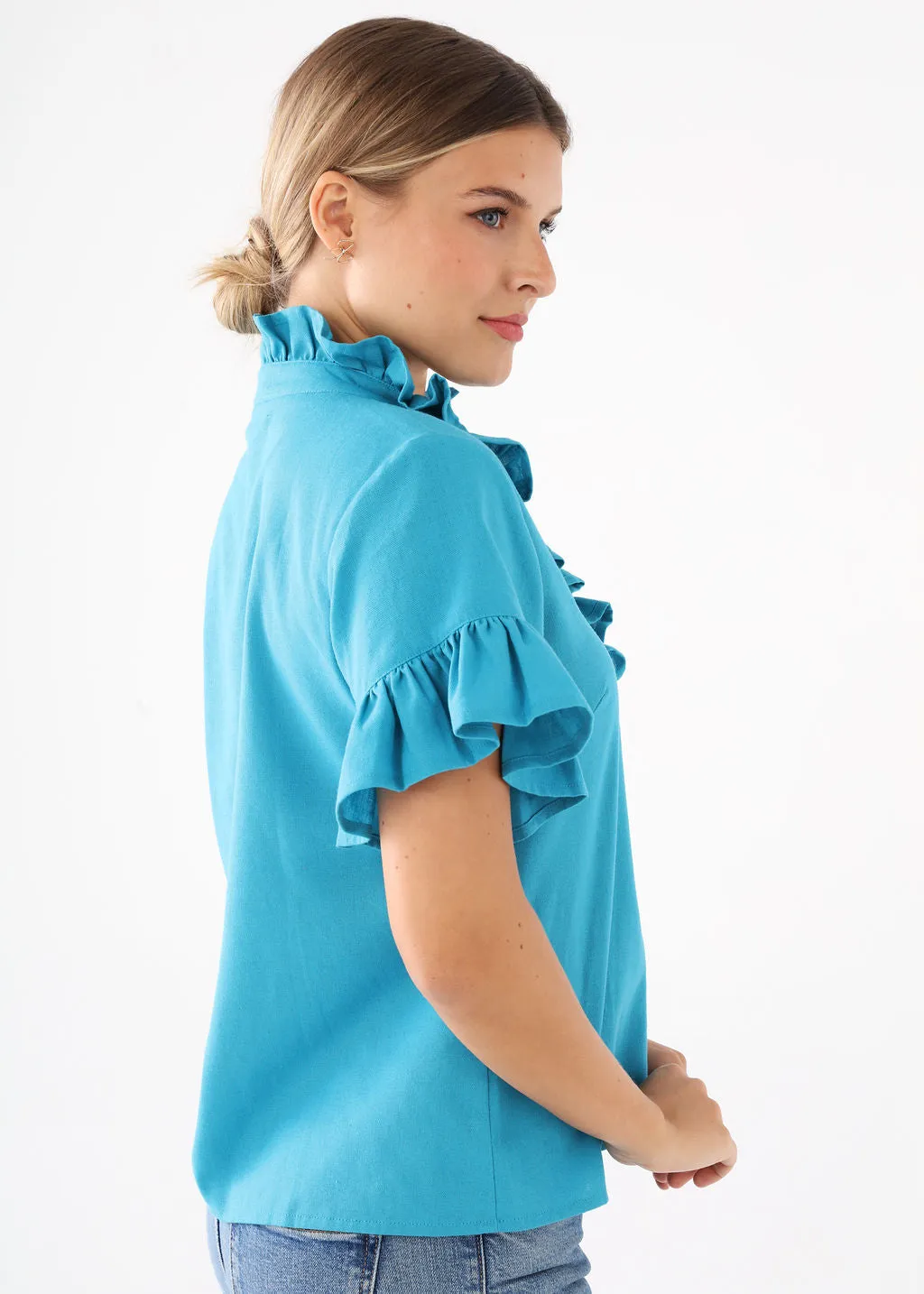 Sadie Top Coastal Blue Linen sold by Abbey Glass product image thumbnail 3