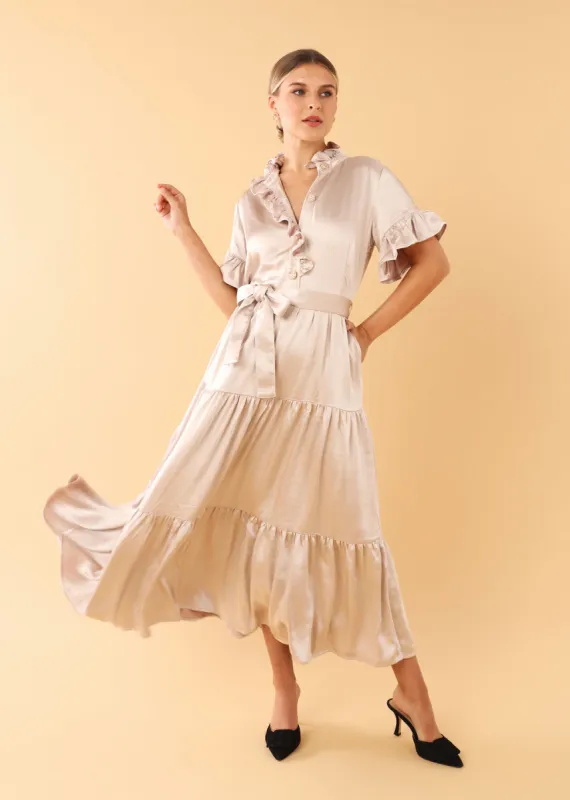 Sadie Maxi Dress Champagne Satin sold by Abbey Glass