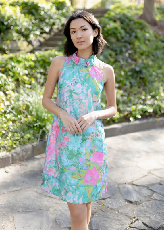 Betty Ruffle-Neck Dress Vivid Bloom sold by Abbey Glass