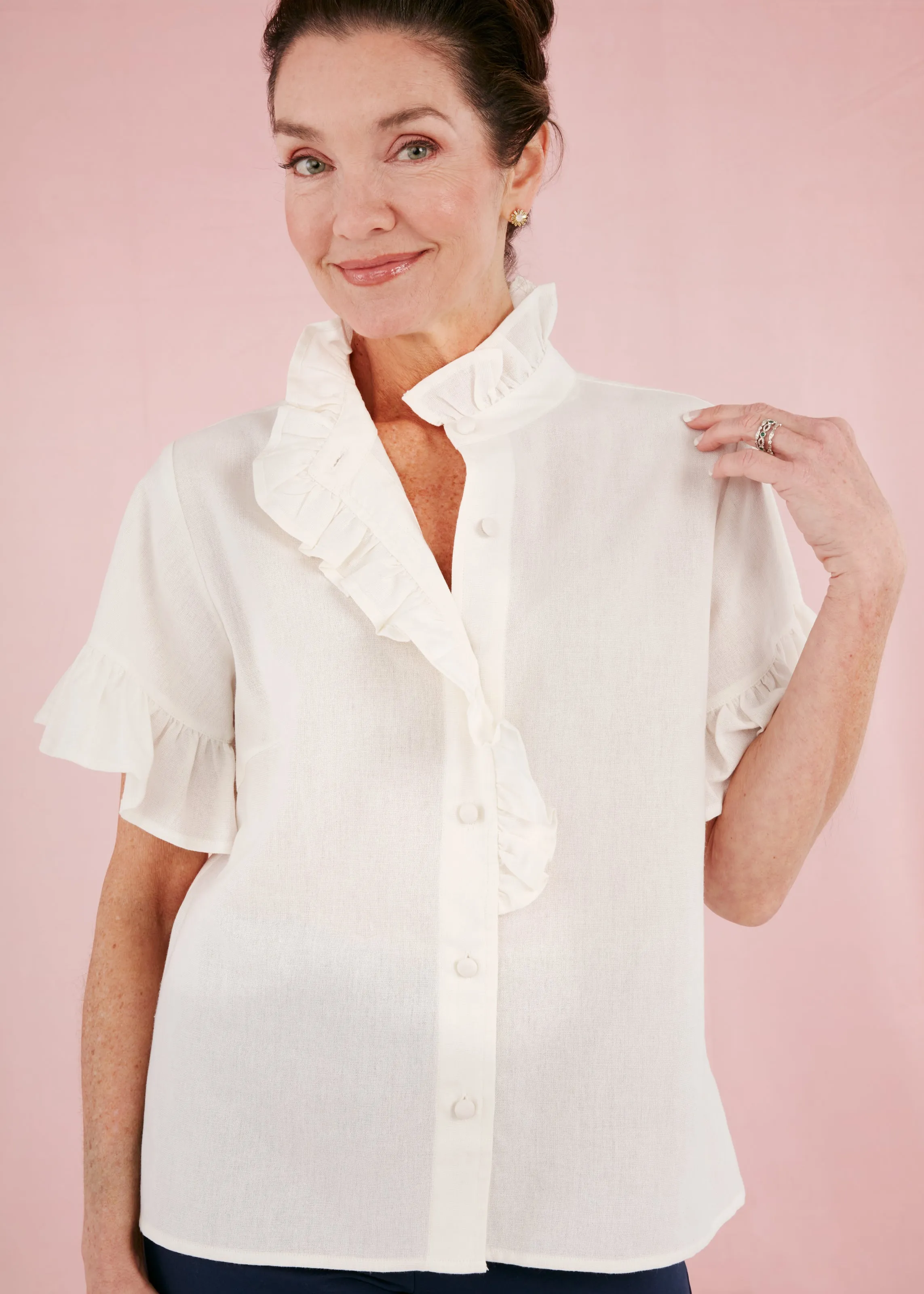 Sadie Top White Linen sold by Abbey Glass product image thumbnail 2