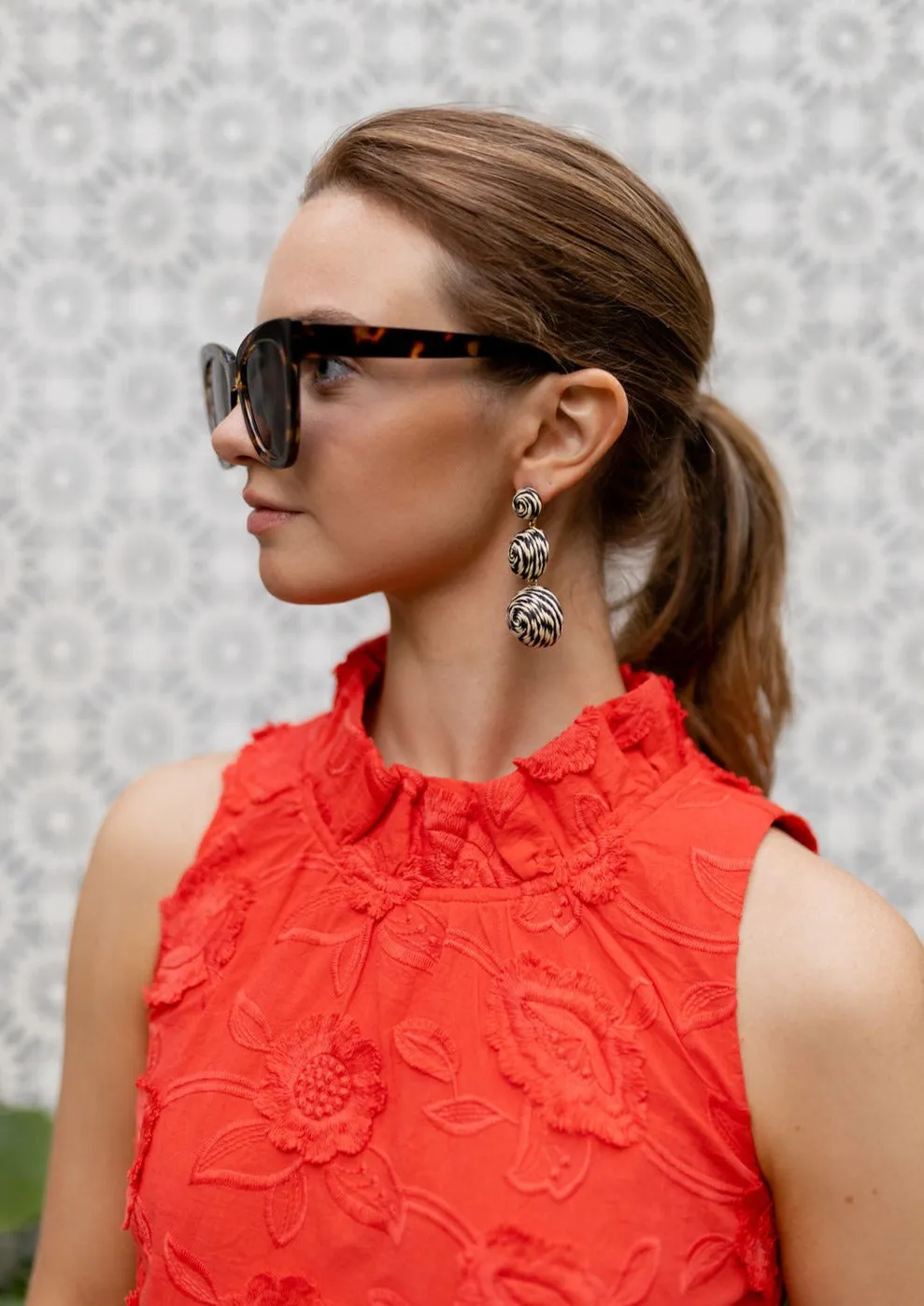 Barbara Ruffle Neck Top 3-D Floral sold by Abbey Glass product image thumbnail 2