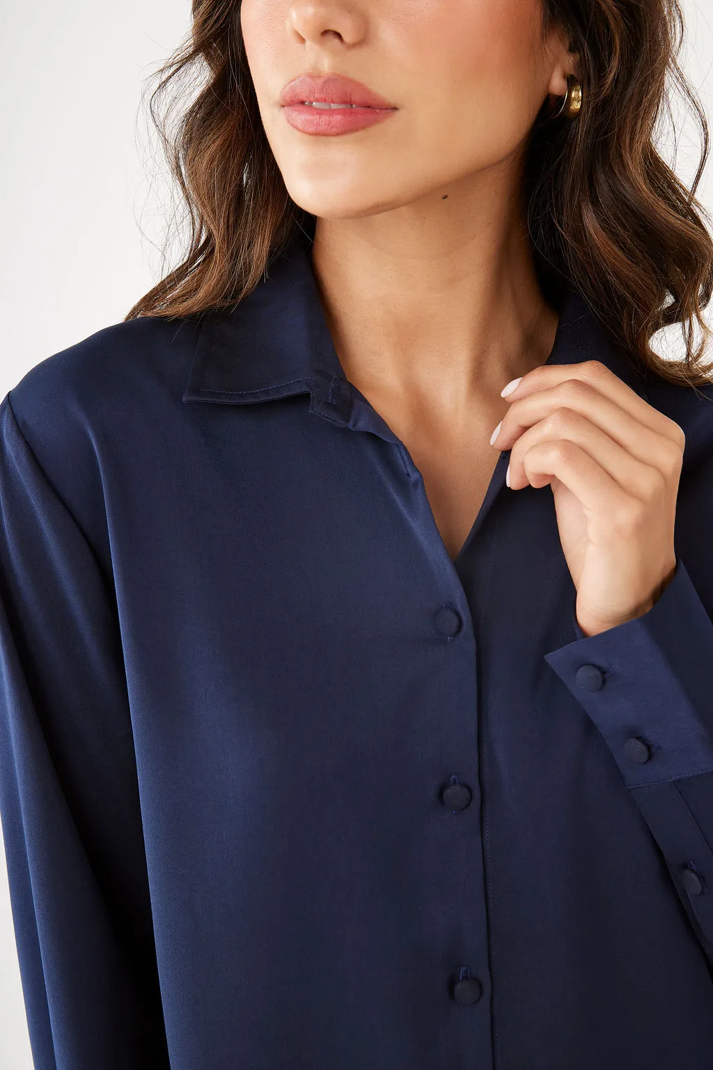 Nora Navy Satin Blouse sold by Abbey Glass product image thumbnail 2