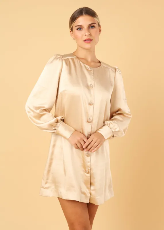 Ellen Dress Champagne Satin sold by Abbey Glass
