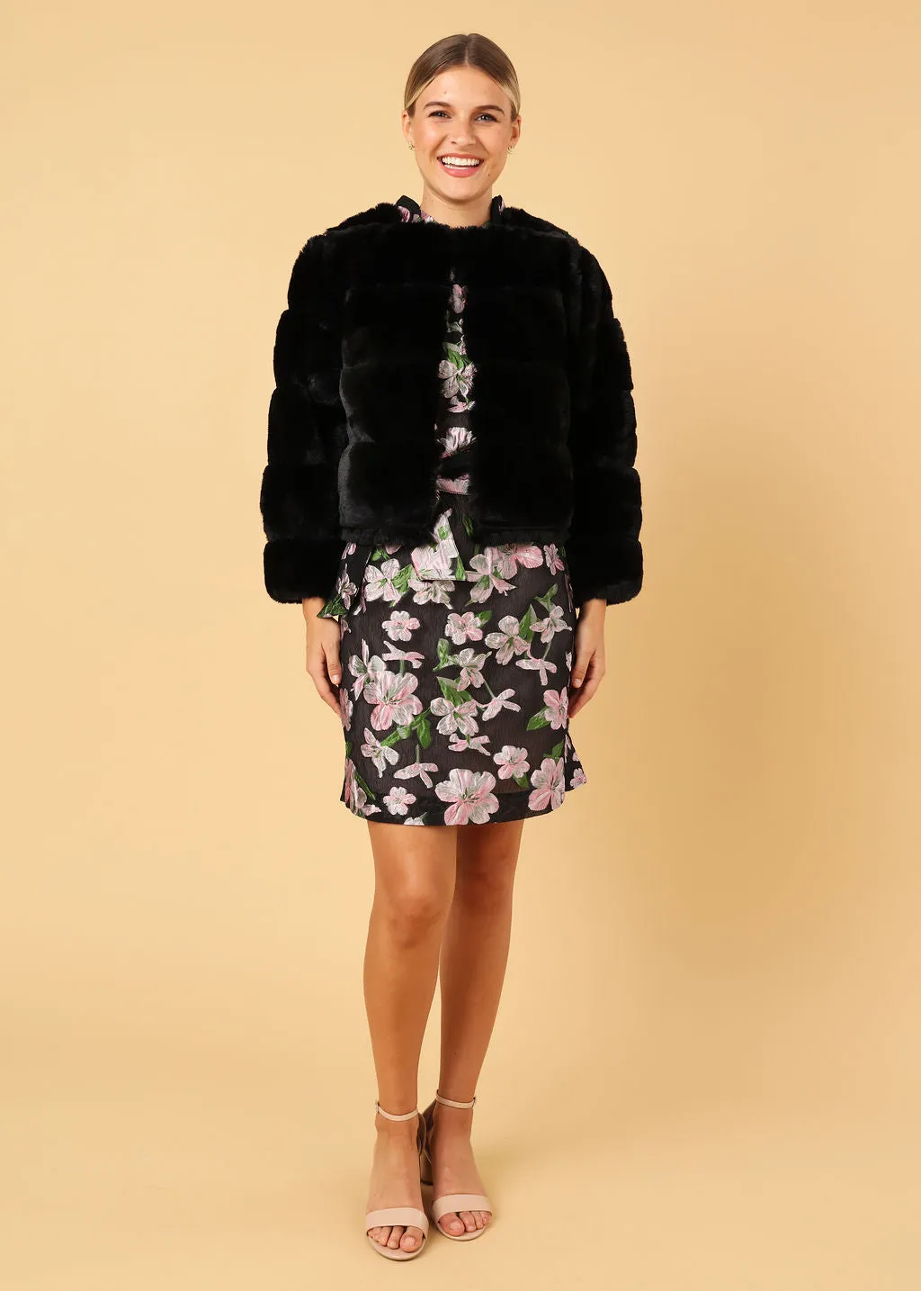 Ella Fur Jacket Black sold by Abbey Glass
