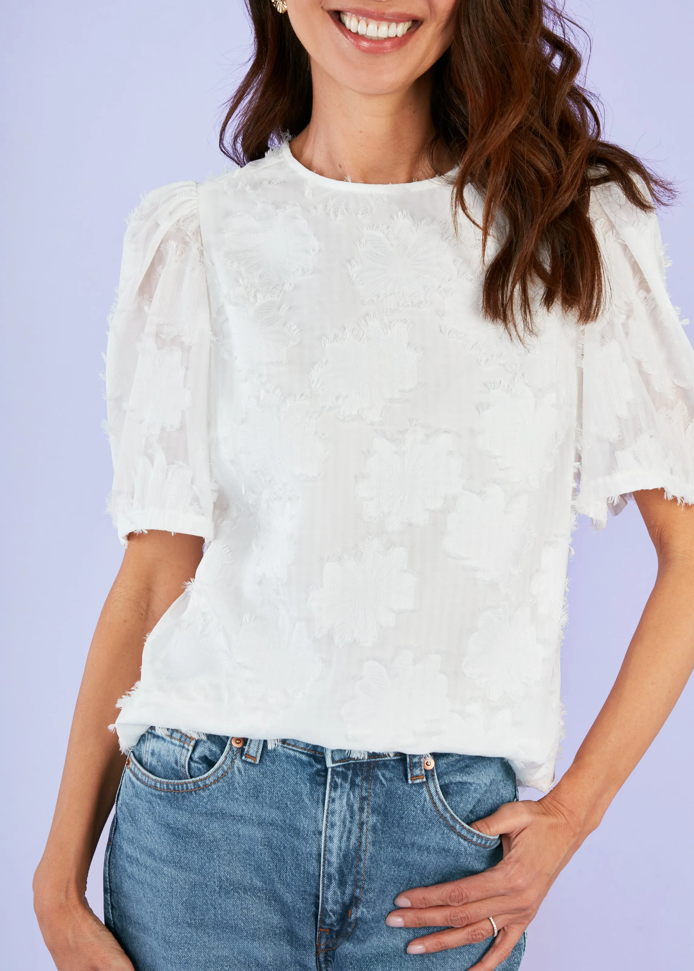 Marty Top White Sunflower Burnout Chiffon sold by Abbey Glass product image thumbnail 3