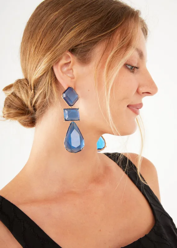 Multi Geo Resin 3 Drop Earrings sold by Abbey Glass