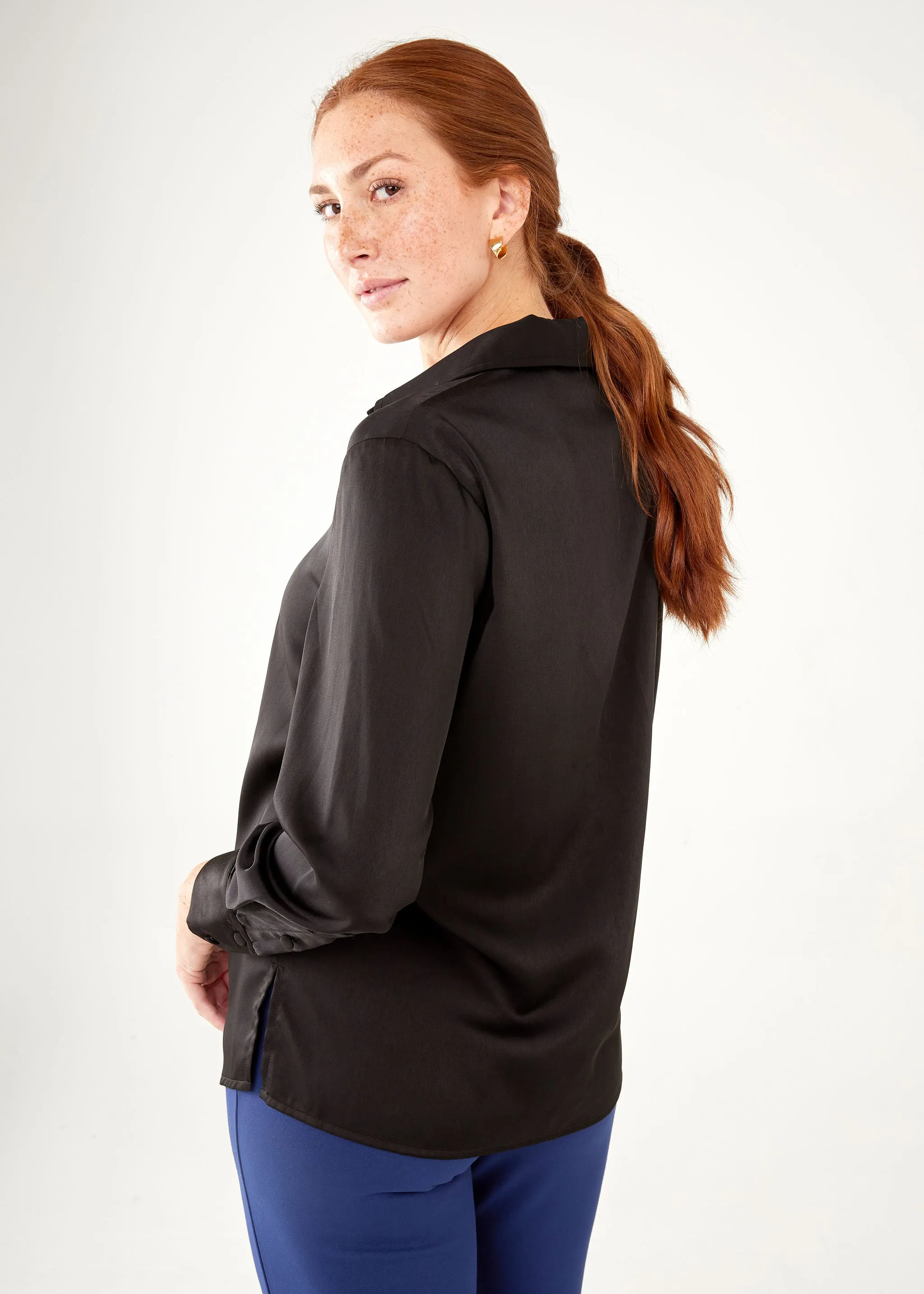 Nora Blouse Black Satin sold by Abbey Glass product image thumbnail 3
