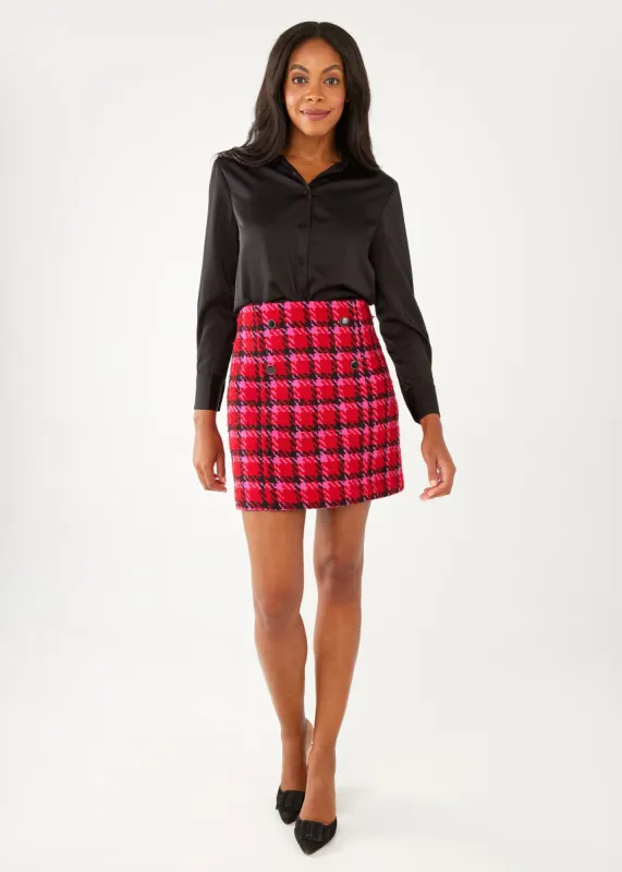 Jessica Skirt Red Multi Houndstooth sold by Abbey Glass
