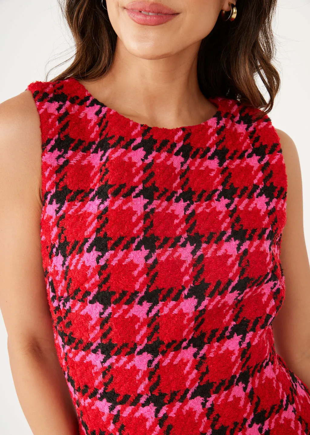 Avery Dress Red Multi Houndstooth sold by Abbey Glass product image thumbnail 3