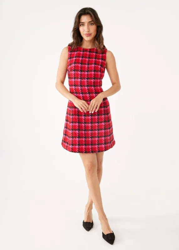 Avery Dress Red Multi Houndstooth sold by Abbey Glass